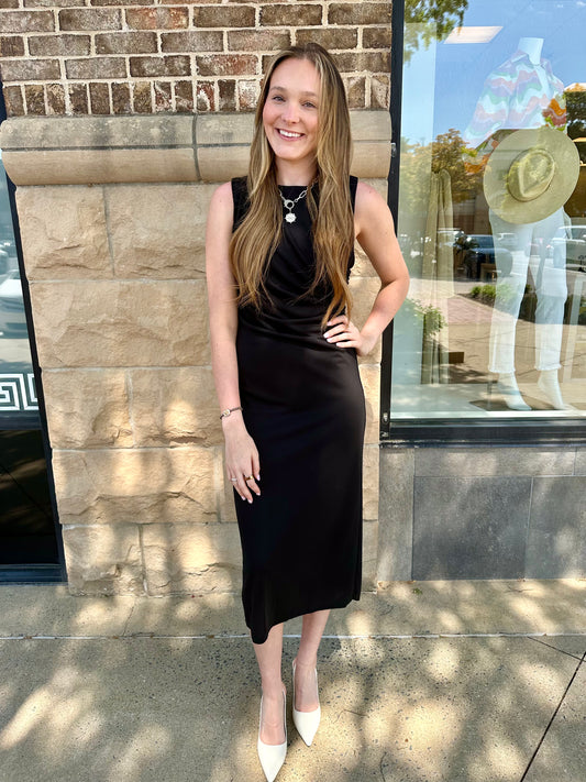 ESQUALO | DRESS LONG GATHERING | BLACK