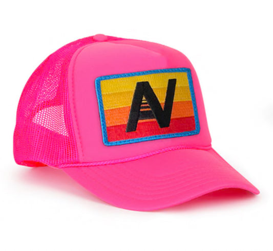 AVIATOR NATION | RAINBOW LOGO TRUCKER HAT | PINK