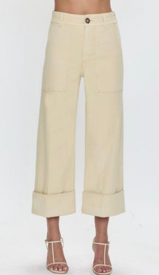 PISTOLA | MAYA CUFF HEM WIDE LEG | CUSTARD