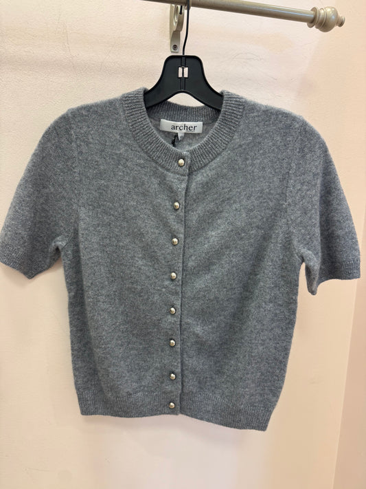 ARCHER | ASHTON S/S BF CREW CARDI | HEATHER GREY