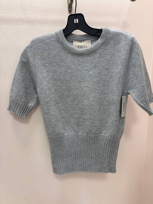 THEO | NOMIA RIBBED WAIST CREW SWEATER TEE | HEATHER GREY
