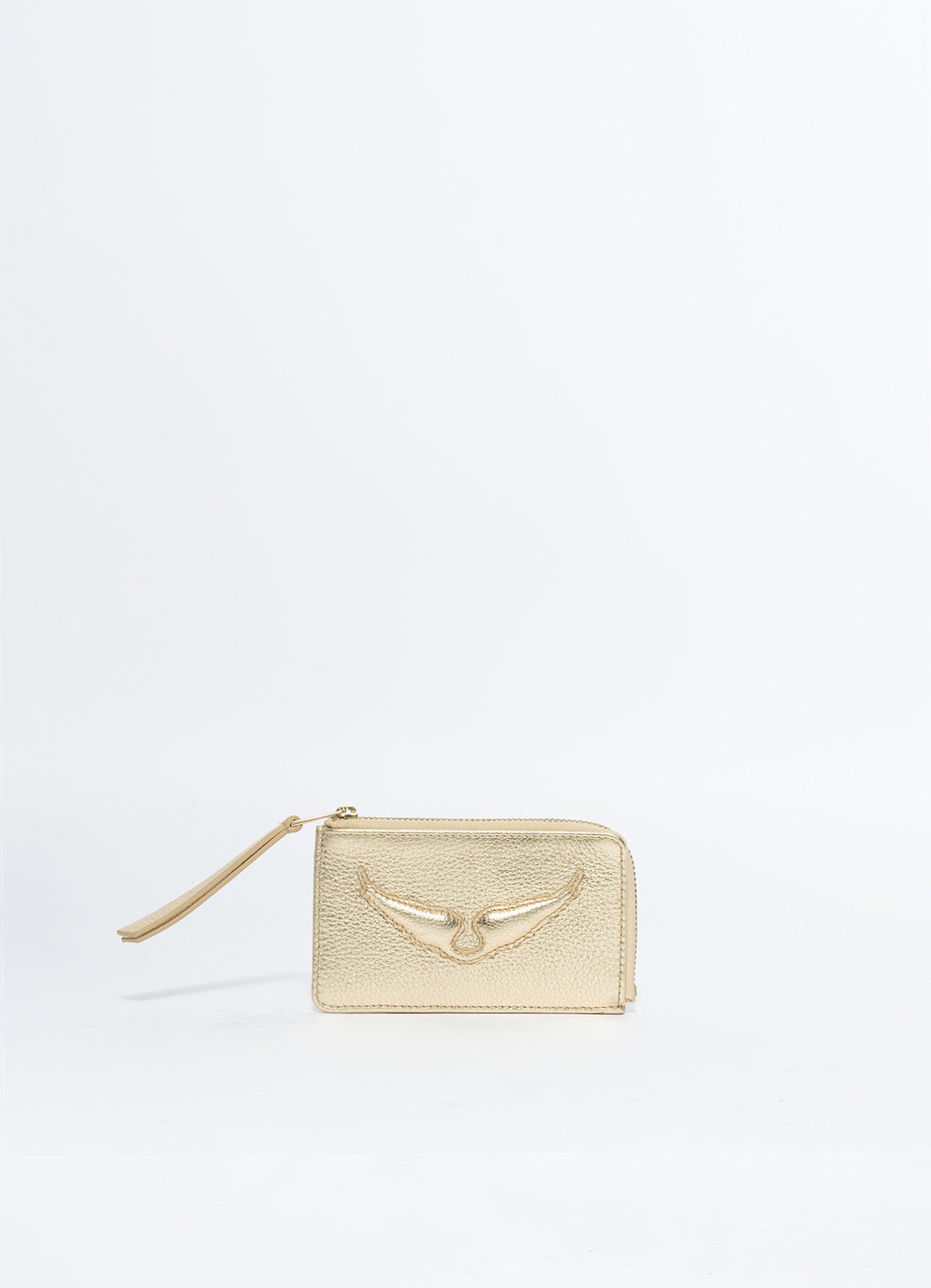 Zadig & Voltaire/ ZV CARD METALLIC GRAINED LEATHER/ Gold