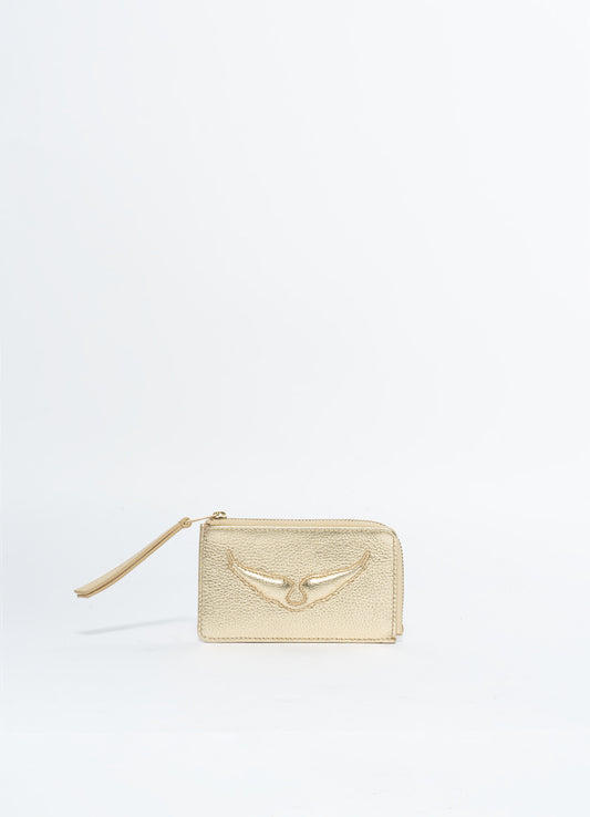 Zadig & Voltaire/ ZV CARD METALLIC GRAINED LEATHER/ Gold