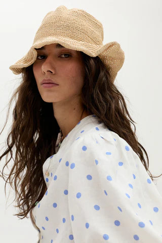 LANHTROPY | WILLOW LENEN SHIRT | DENIM POLKA DOTS