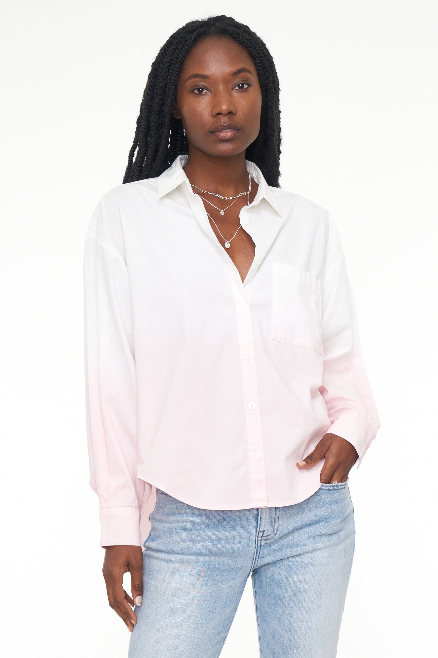 PISTOLA | Sloane Oversized Button Down Shirt | Rose Dip Dye