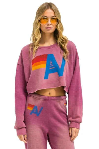 Aviator Nation/Cropped Crew/ Sweatshirt Relaxed/ Faded Berry