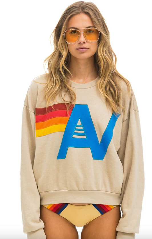 Aviator Nation/ Logo Stitch- Crew Sweatshirt Relaxed/ Sand