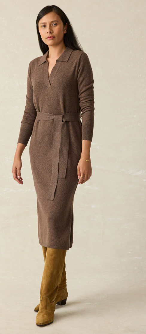 Faherty/ Jackson Sweater Dress/ Mocha Heather