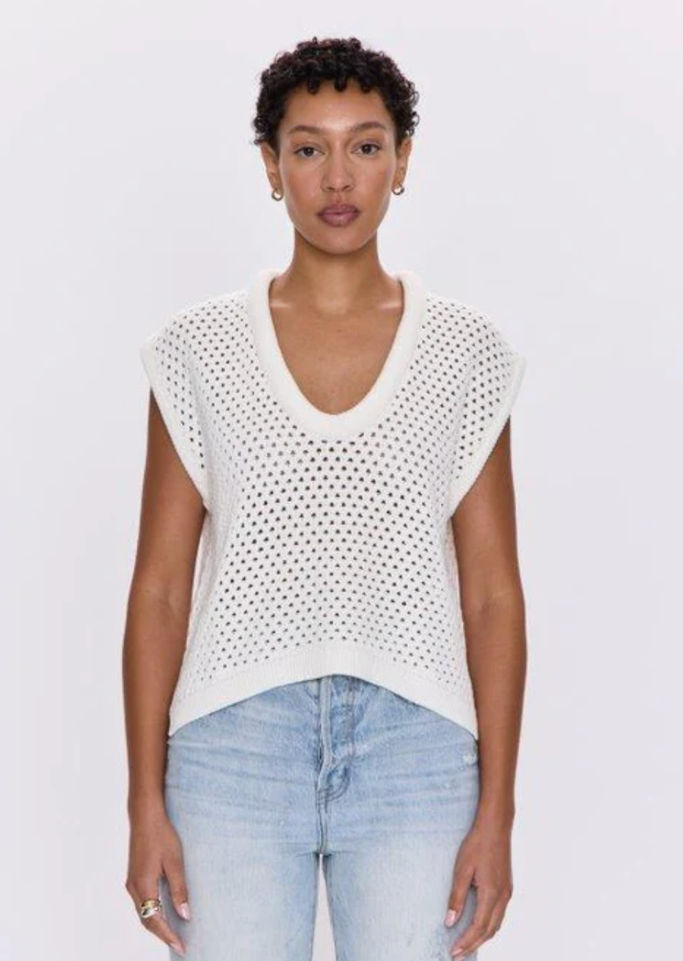 PISTOLA | BECK OPEN KNIT SWEATER | LE BLANC