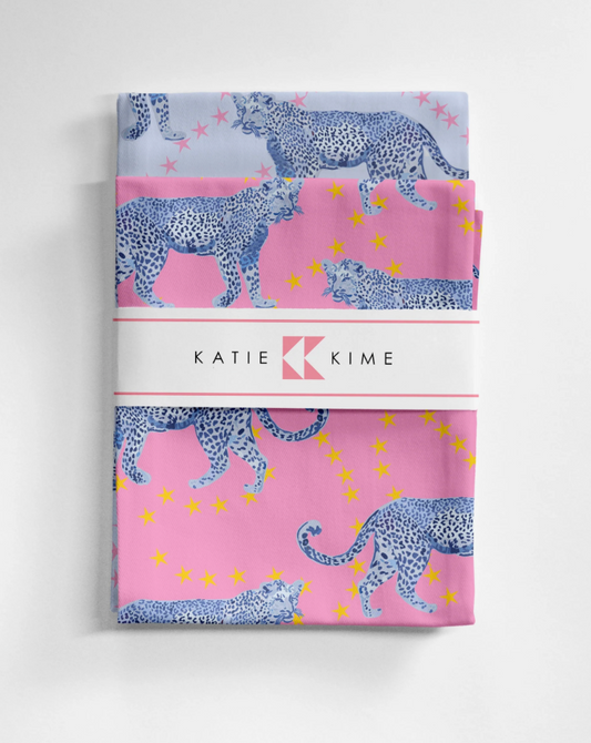 KATIE KIME | COSMIC CHEETAH TOWEL SET | PINK & LIGHT BLUE