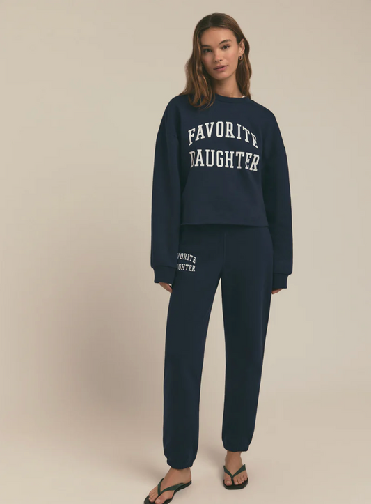 FAVORITE DAUGHTER | CROPPED COLLEGIATE SWEATSHIRT | NAVY