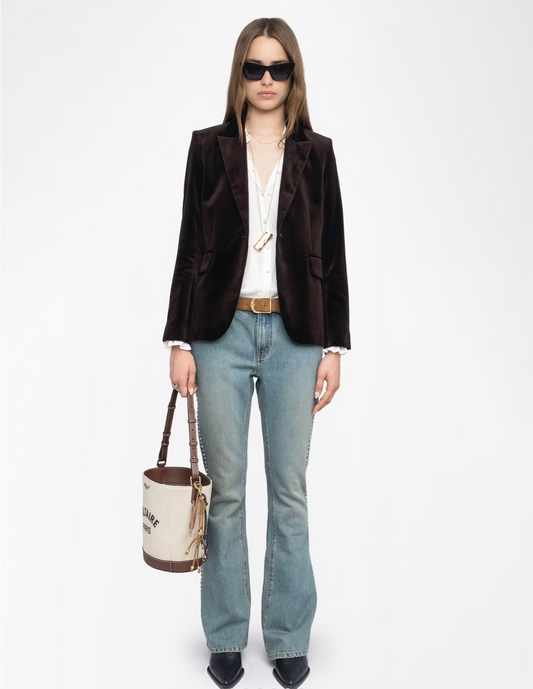 ZADIG AND VOLTAIRE | VAVY VELVET BLAZER | DARK CHOCOLATE
