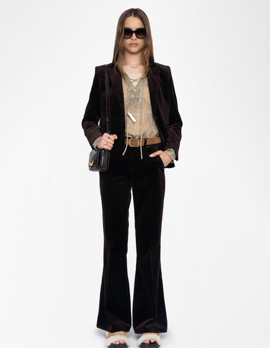 ZADIG AND VOLTAIRE | PREVY VELVET PANT | DARK CHOCOLATE