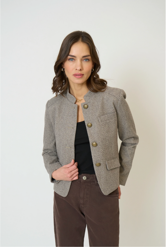 CENTRAL PARK WEST | HALSEY MANDARIN COLLAR JACKET | BROWN