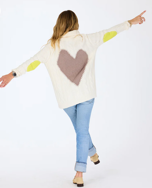KERRI ROSENTHAL | SHAWL COLLAR HELEN IMPERFECT HEART CARDIGAN | NATURAL
