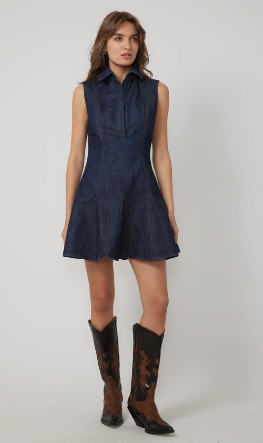 GILNER FARRAR | SANA DENIM DRESS | DARK BLUE