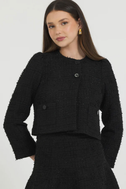 STELLAH | NOVELTY TWEED JACKET | BLACK