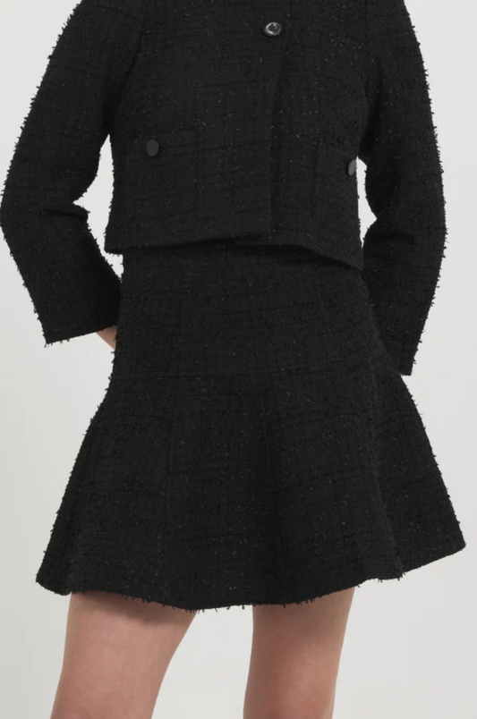 STELLAH | NOVELTY TWEED SKIRT | BLACK