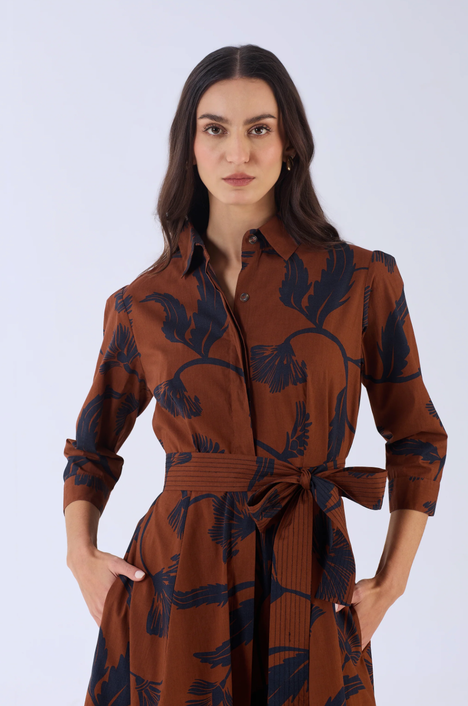 BEYOND BY VERA | EMILY DRESS | NOIR BLOOM BROWN