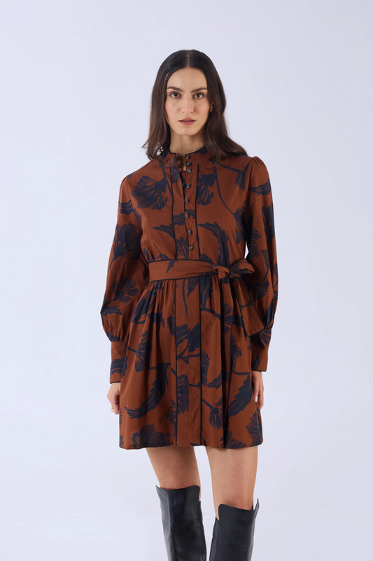 BEYOND BY VERA | NELLA DRESS | NOIR BLOOM BROWN
