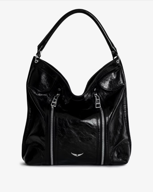 ZADIG AND VOLTAIRE | RSUNNY HOBO VINTAGE PATENT | NOIR