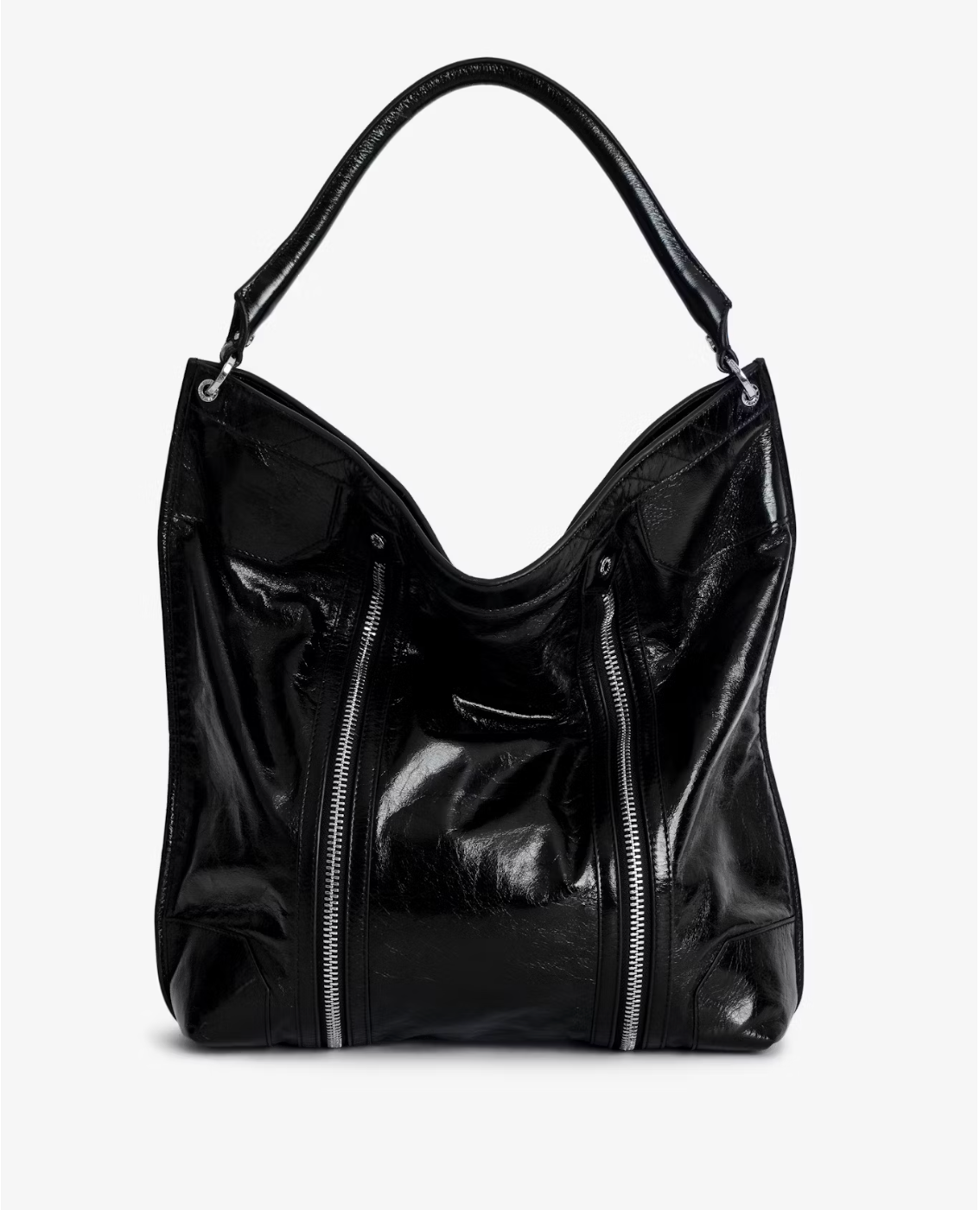 ZADIG AND VOLTAIRE | RSUNNY HOBO VINTAGE PATENT | NOIR
