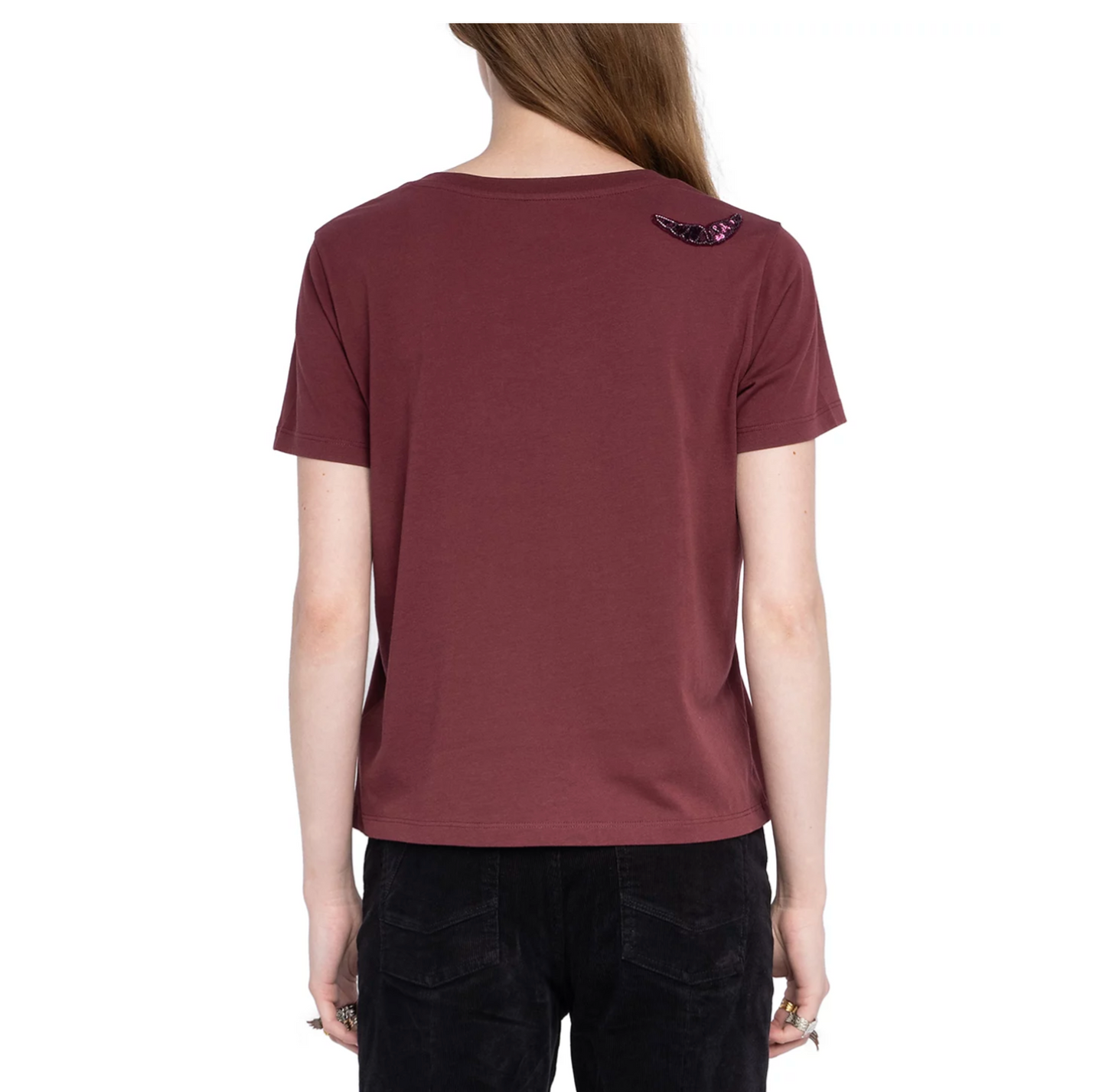 ZADIG AND VOLTAIRE | EMBROIDERY WING TEE | BURGUNDY