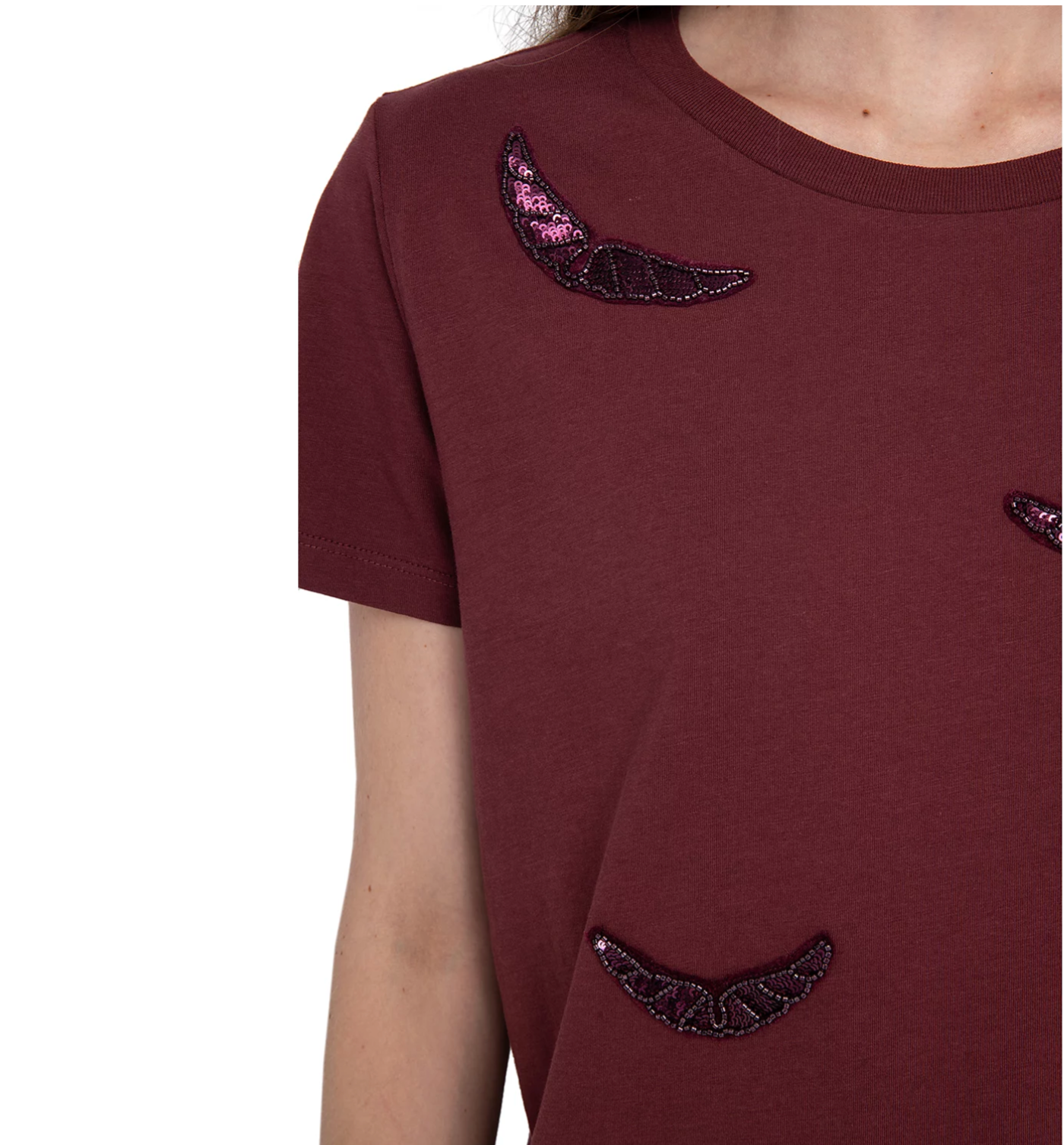 ZADIG AND VOLTAIRE | EMBROIDERY WING TEE | BURGUNDY