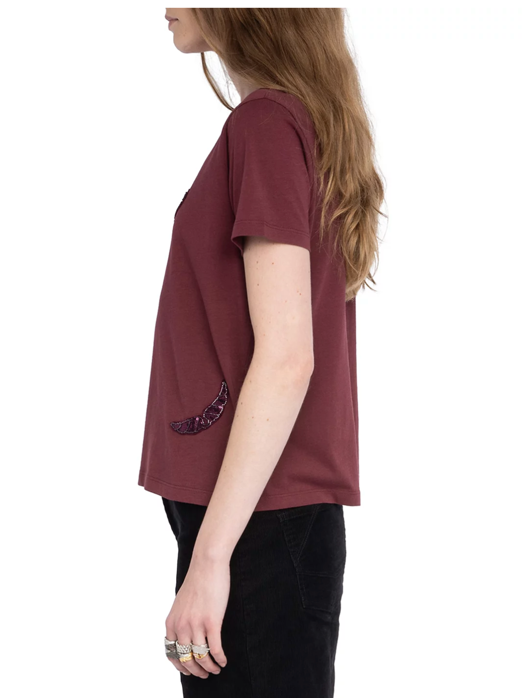 ZADIG AND VOLTAIRE | EMBROIDERY WING TEE | BURGUNDY