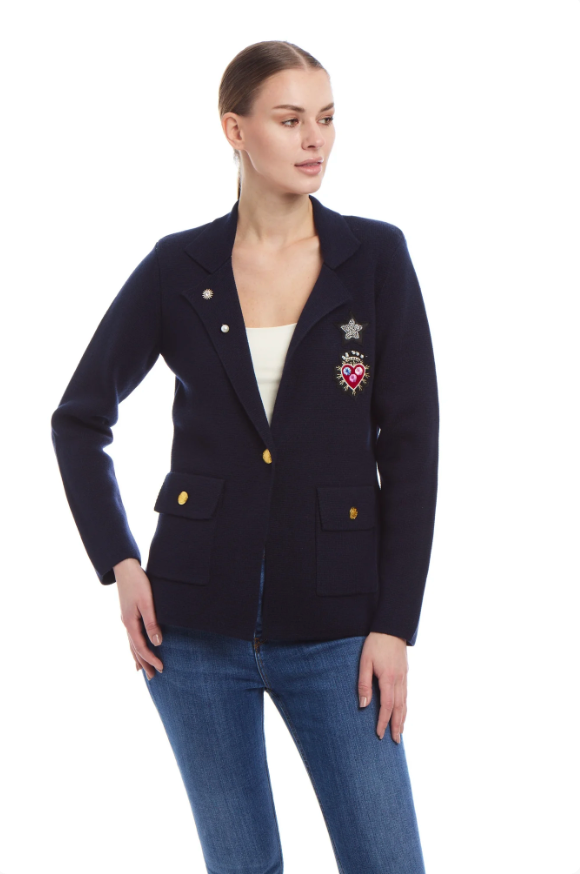 PATTY KIM | ECOLE KNIT BLAZER | NAVY
