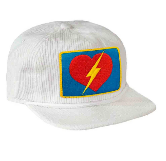 AVIATOR NATION | BOLT HEART - VINTAGE CORDUROY TRUCKER HAT | VINTAGE WHITE