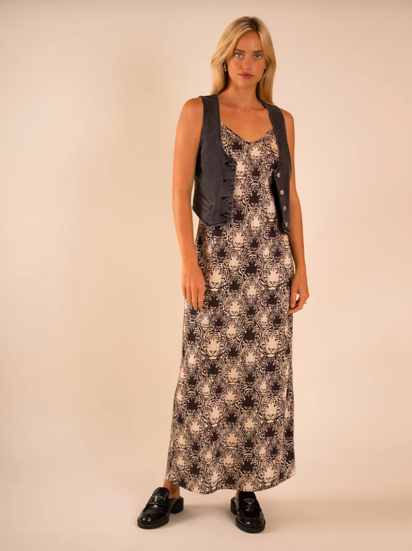 CARE TUCKER | ALL OVER TIGER LENNON ZIP SLIP DRESS