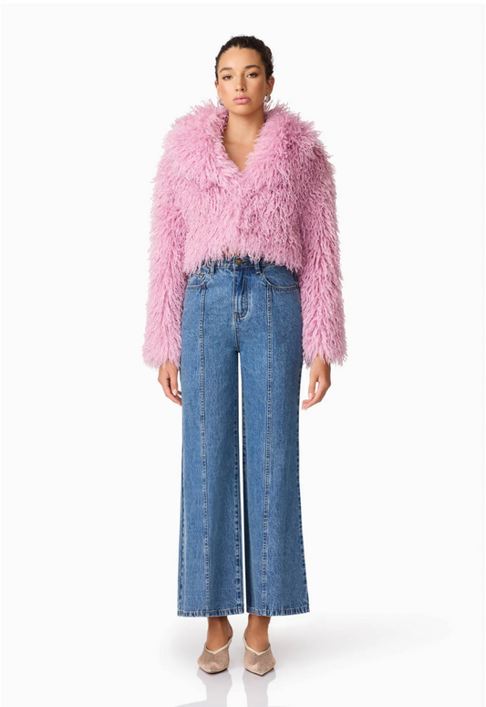 ELLIATT | TRISHA FAUX FUR CROPPED JACKET | MAUVE PINK