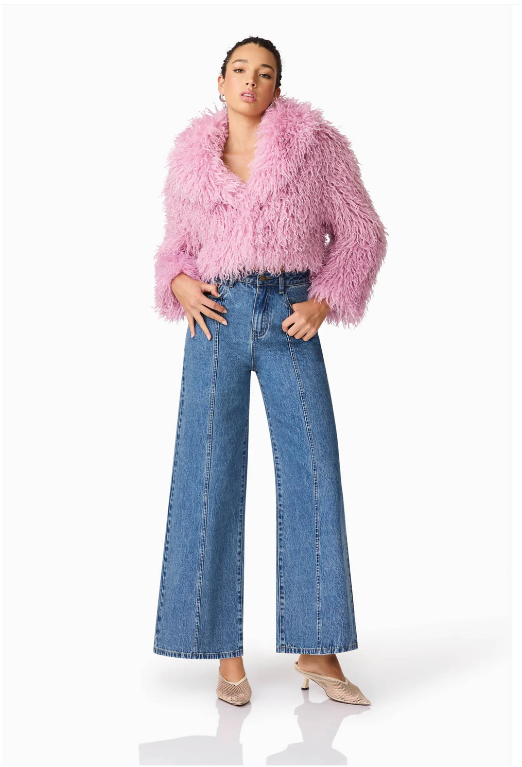 ELLIATT | TRISHA FAUX FUR CROPPED JACKET | MAUVE PINK