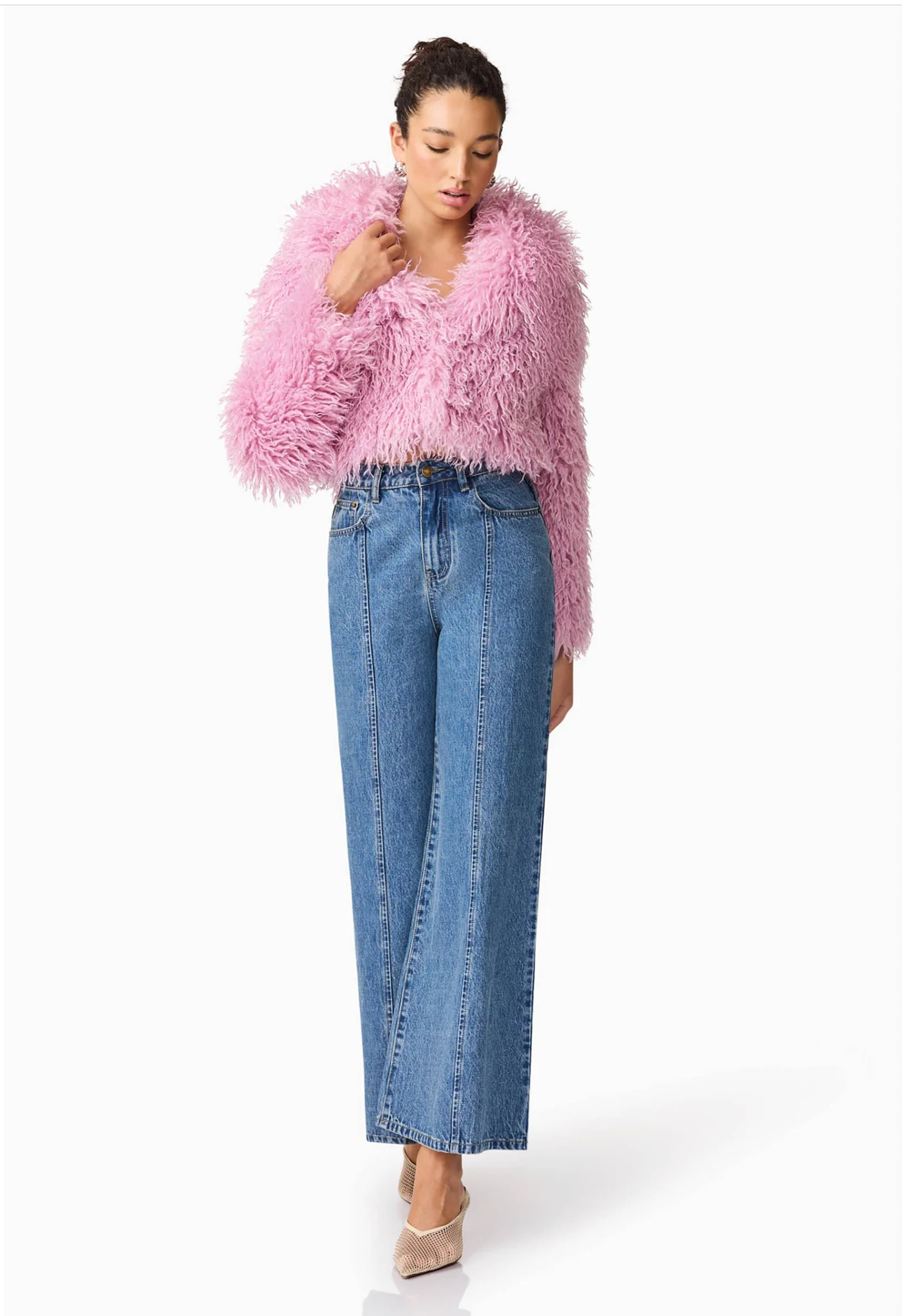 ELLIATT | TRISHA FAUX FUR CROPPED JACKET | MAUVE PINK