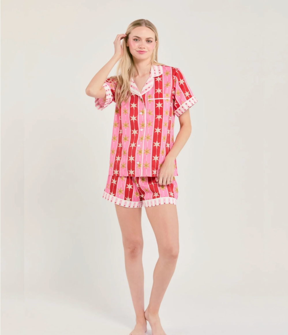 KATIE KIME | TREE TOPPER PJ SHORTS SET | RED