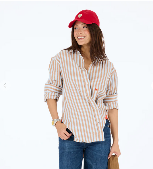 KERRI ROSENTHAL | JACK STRIPE FLANNEL SHIRT | STEEL BLUE BROWN