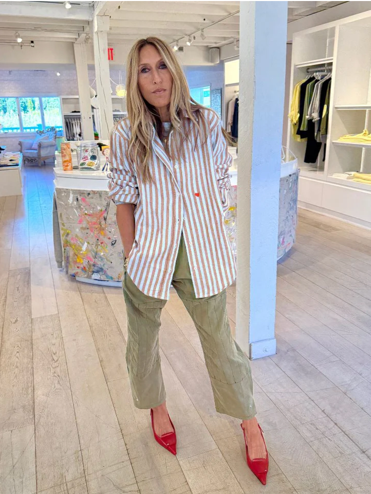 KERRI ROSENTHAL | JACK STRIPE FLANNEL SHIRT | STEEL BLUE BROWN