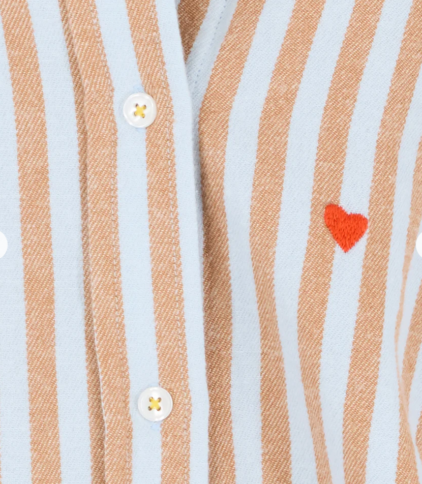 KERRI ROSENTHAL | JACK STRIPE FLANNEL SHIRT | STEEL BLUE BROWN