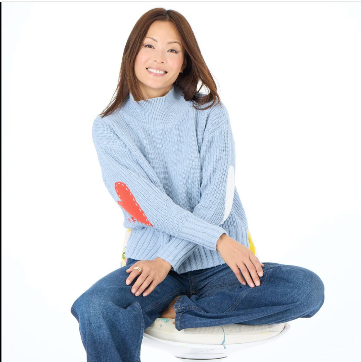 KERRI ROSENTHAL | MARLOW IMPERFECT HEART SWEATER | STEEL BLUE