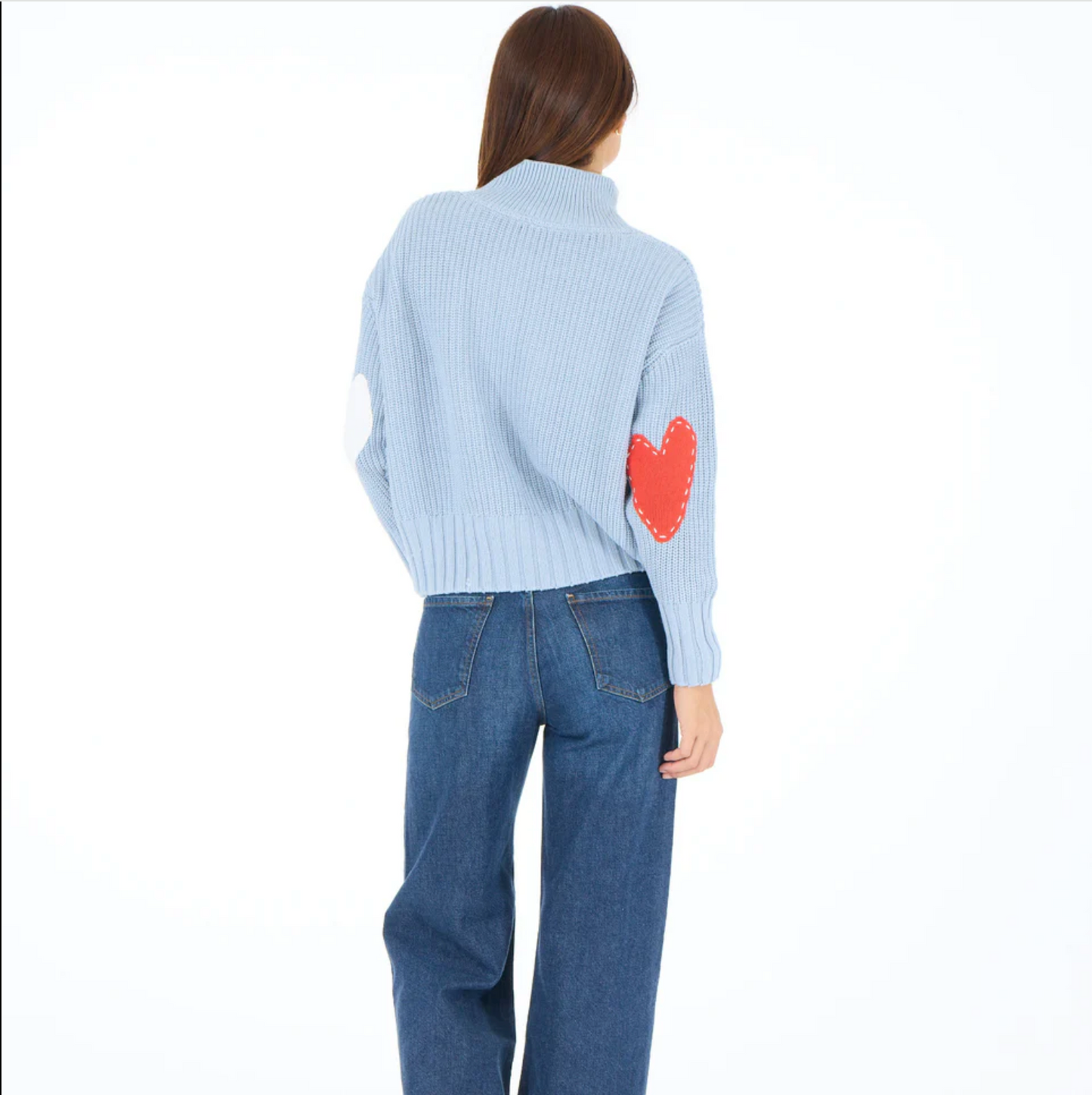 KERRI ROSENTHAL | MARLOW IMPERFECT HEART SWEATER | STEEL BLUE