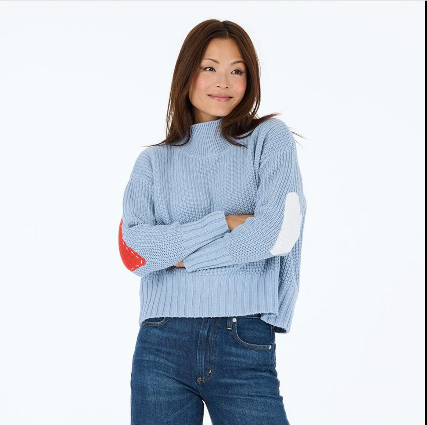 KERRI ROSENTHAL | MARLOW IMPERFECT HEART SWEATER | STEEL BLUE