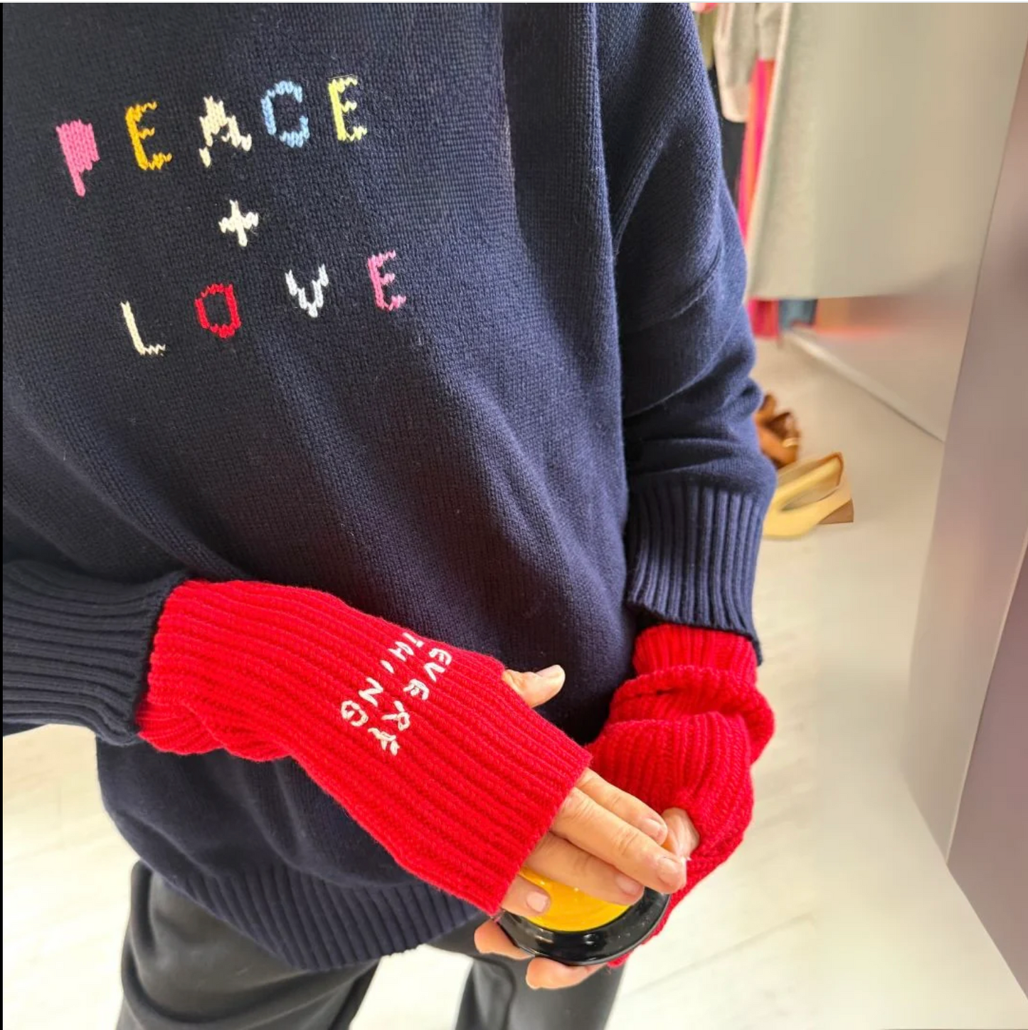 KERRI ROSENTHAL | BOYFRIEND PEACE & LOVE SWEATER | INDIGO BLUE