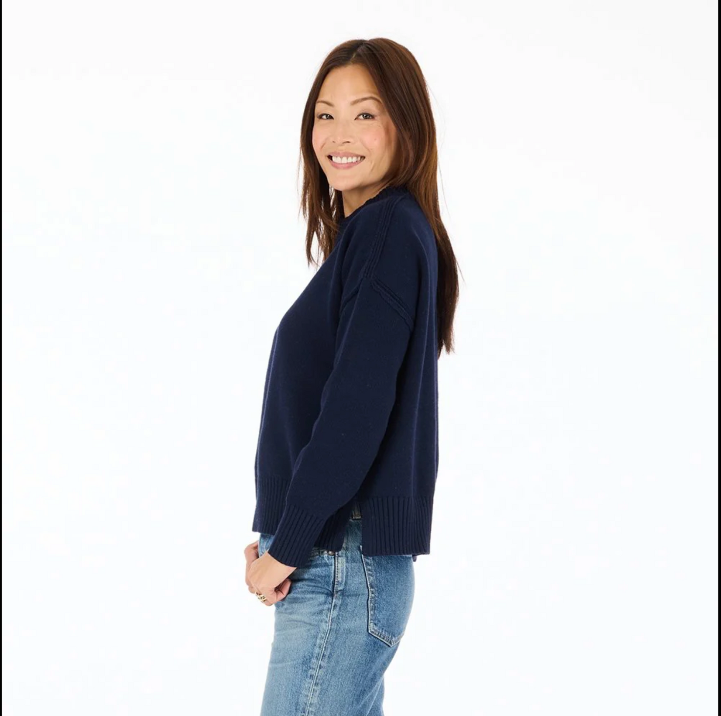 KERRI ROSENTHAL | BOYFRIEND PEACE & LOVE SWEATER | INDIGO BLUE