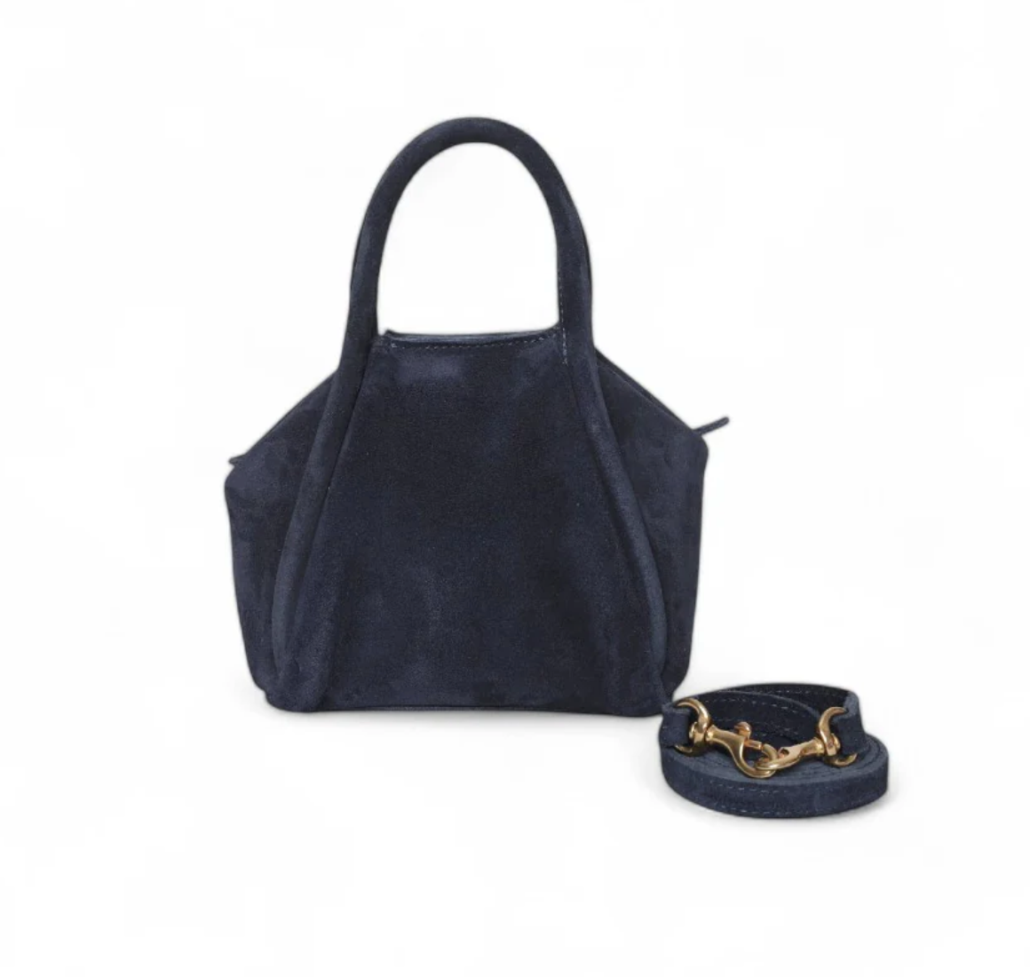 OLIVEVE BAGS | MINI TAYA TOP HANDLE CROSSBODY | MIDNIGHT ITALIAN LEATHER BACKED SUEDE