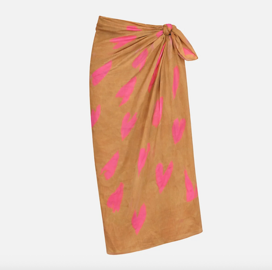 KERRI ROSENTHAL | IKAT HEART SARONG | LARK-PINK PALM