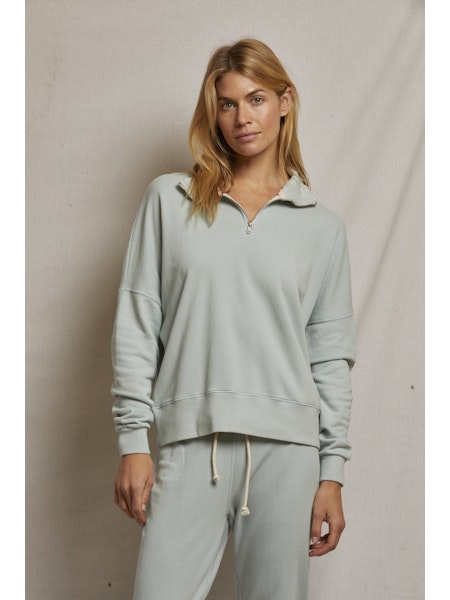 Perfect White Tee/ Maren French Terry Half Zip/ Fresh Mint