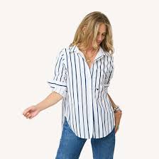 KERRI ROSENTHAL | MIA MR. SHARPIE STIPE SHIRT | WHITE/INDIGO