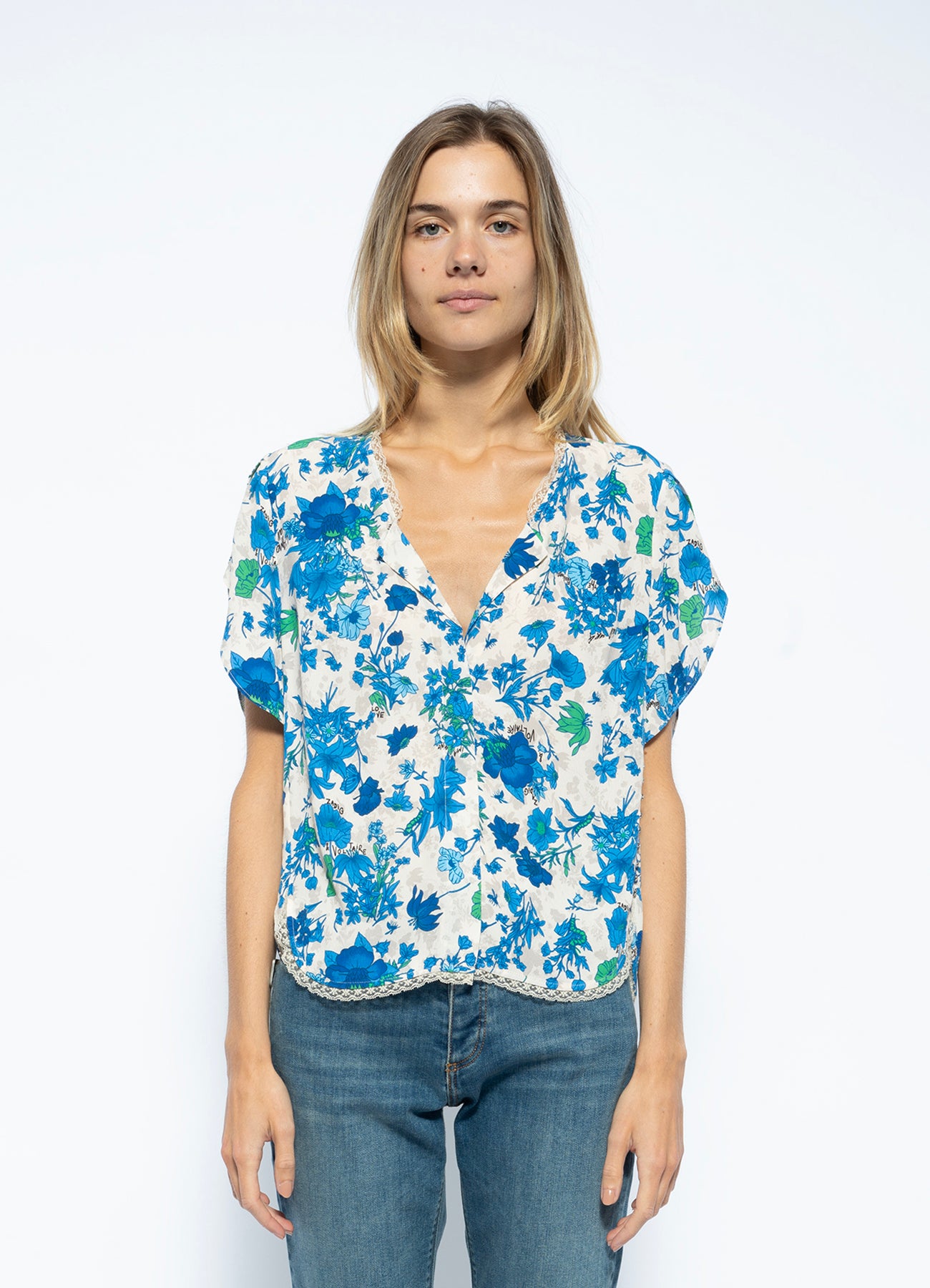 Zadig and Voltaire/ Tiffany Crepe Garden Flowers/ Ecru