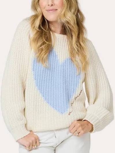KERRI ROSENTHAL | RICKI IMPERFECT HEART SWEATER | CREAM